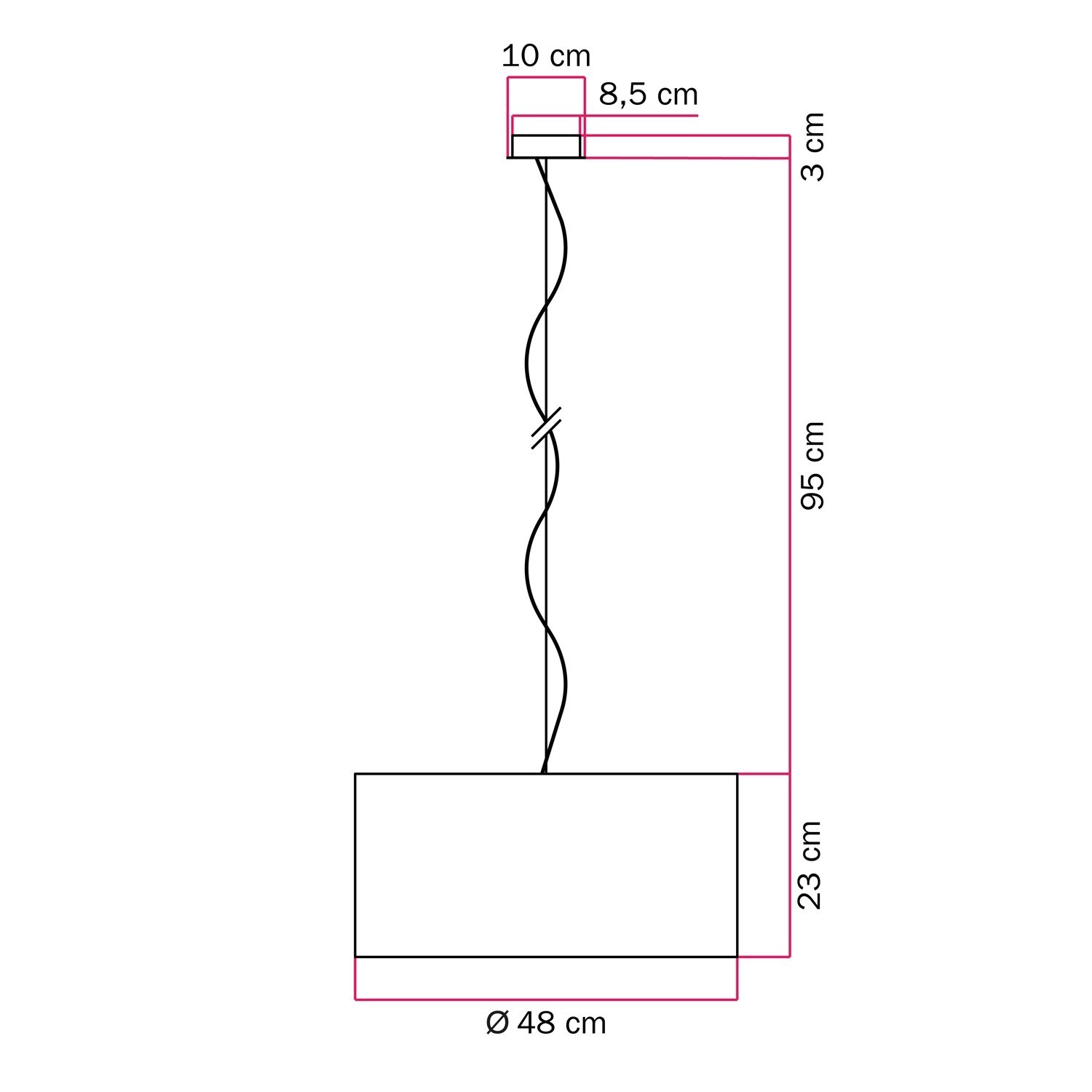 Lampa suspendată cu abajur din țesătură Cilindru Medium - Fabricat în Italia