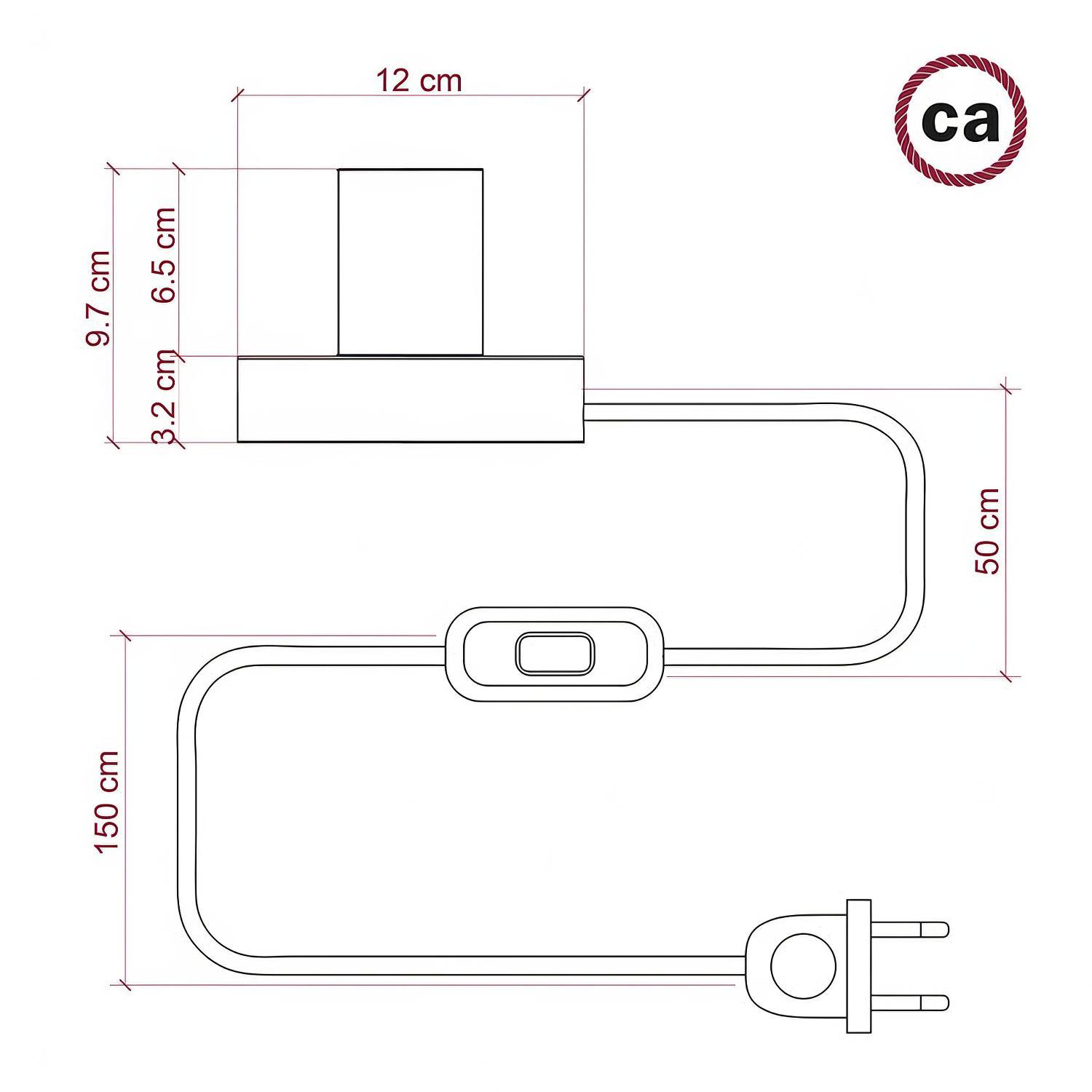 Posaluce MINI-UFO i dobbeltsidet Pemberley Pond træ, komplet med stofkabel, afbryder og 2-polet stik