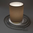 Posaluce in metal with Brown Camelot Cilindro lampshade