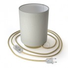 Posaluce in metal with White Lawn Cilindro lampshade