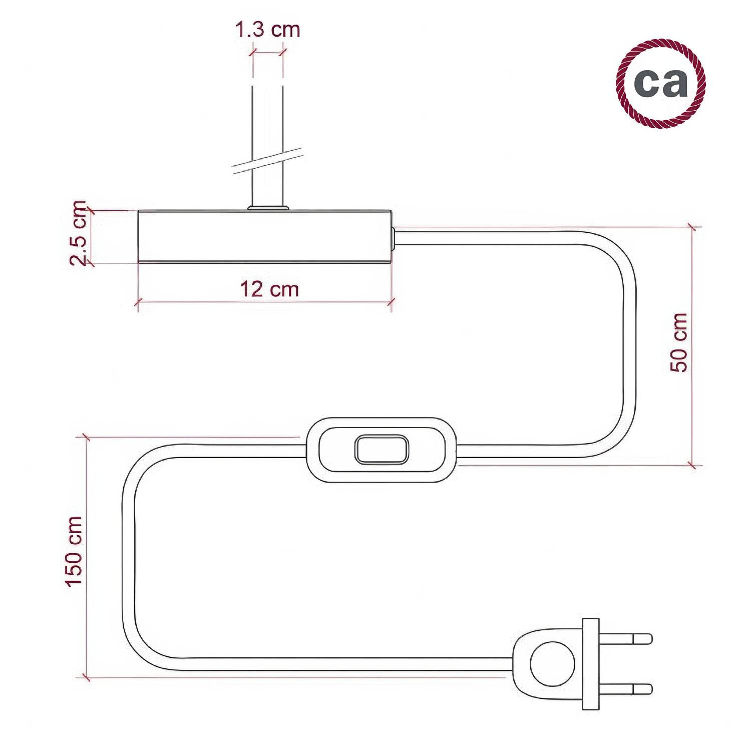 Alzaluce com abajur Impero, candeeiro de mesa em metal com ficha, cabo e interruptor