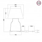 Candeeiro de mesa Vaso em cerâmica com abajur Impero, equipado com cabo têxtil, interruptor e ficha bipolar