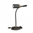 Lampa de masă flexibilă Table Flex GU1d0 cu mini reflector LED și mufă cu 2 pini.