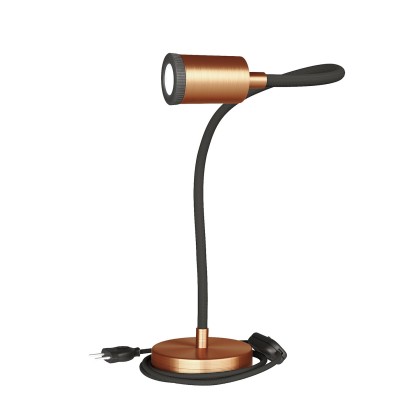 Lampa de masă flexibilă Table Flex GU1d0 cu mini reflector LED și mufă cu 2 pini.