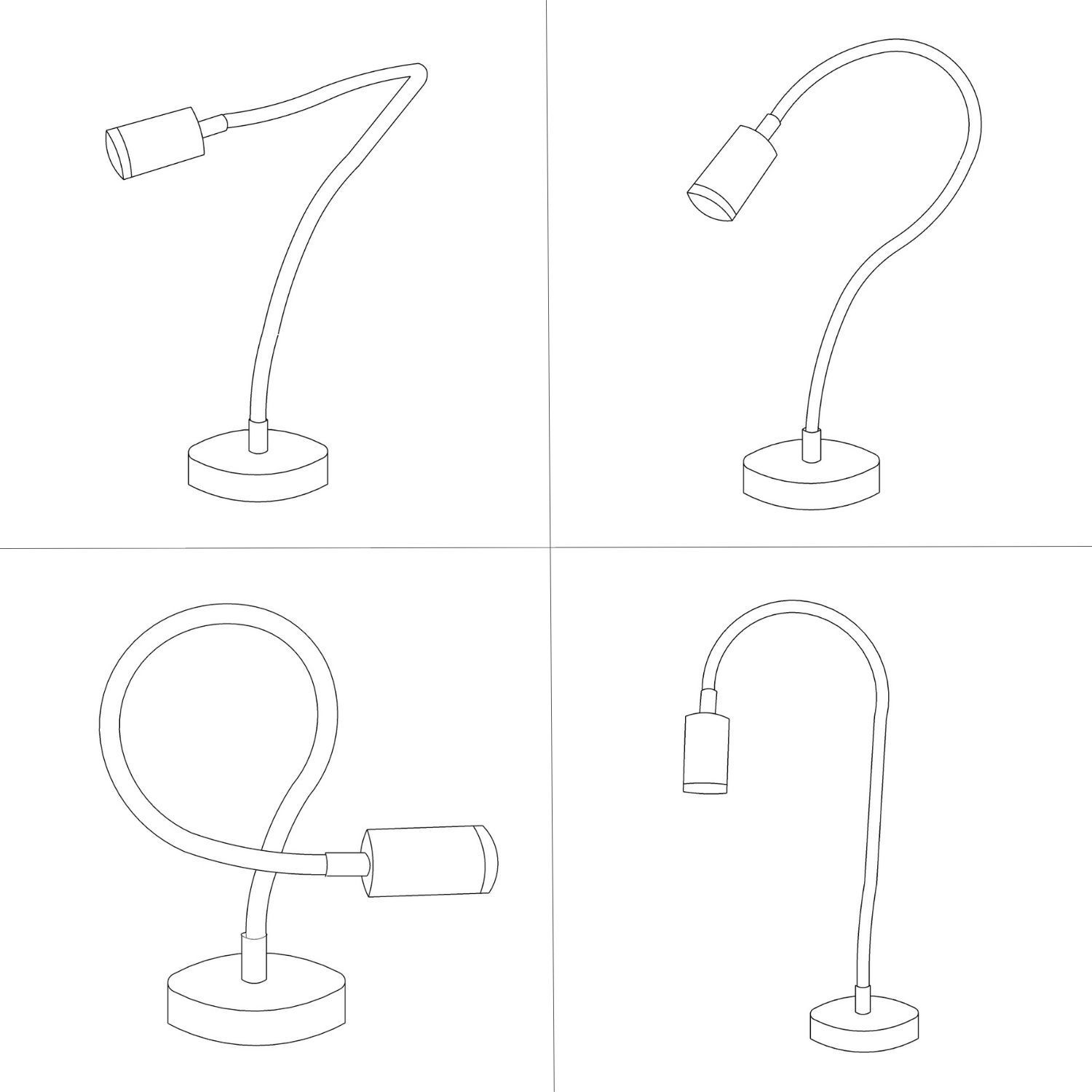 Elastyczna lampa stołowa Table Flex GU1d0 z małym reflektorem LED i 2-biegunową wtyczką