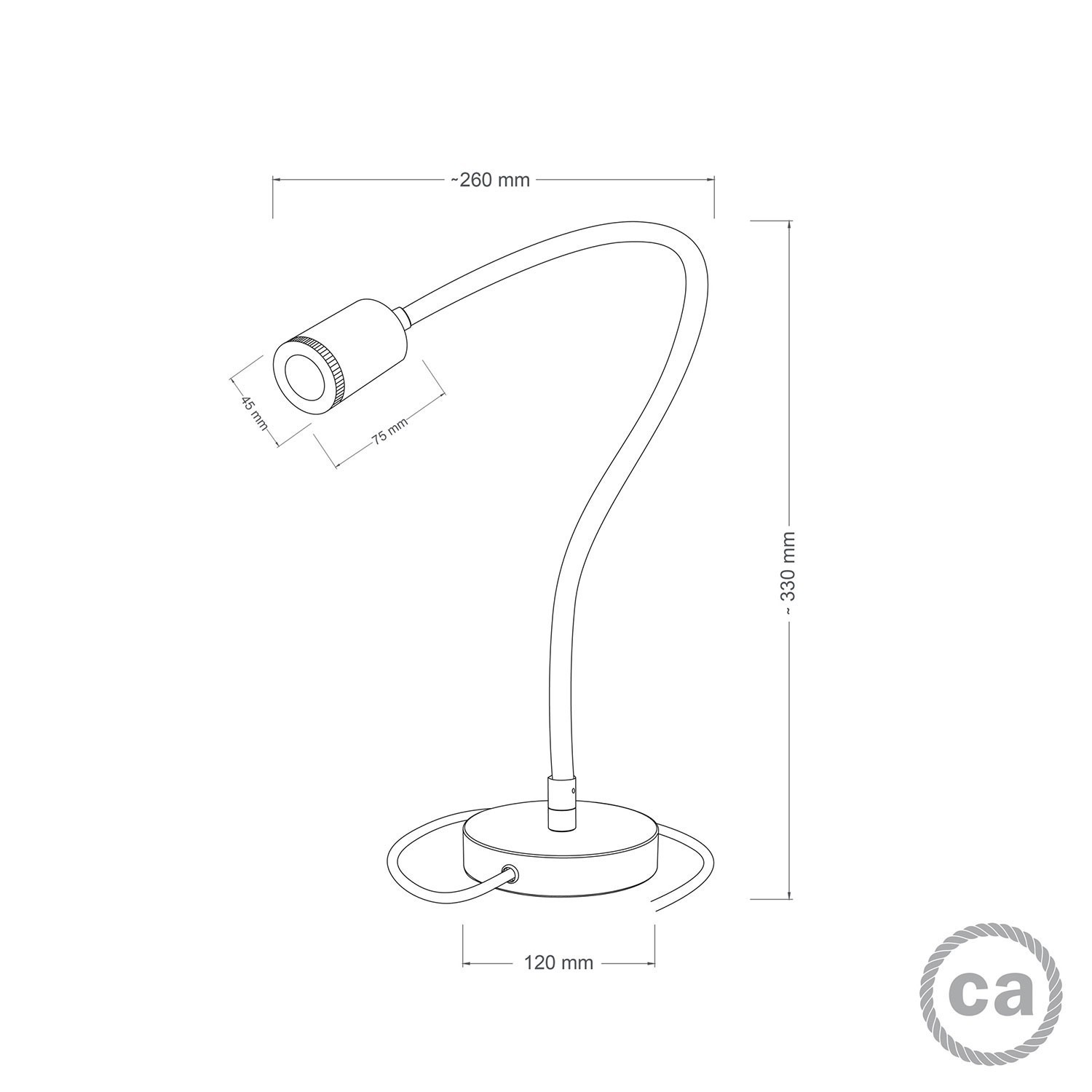 Flexibilná stolná lampa Flex GU1d0 s malou bodovou objímkou