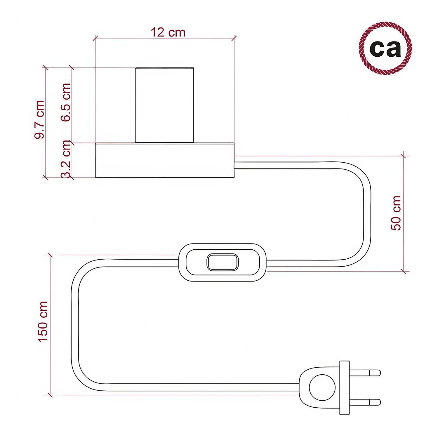 Lampa Posaluce - Mała drewniana lampa stołowa z dwubiegunową wtyczką