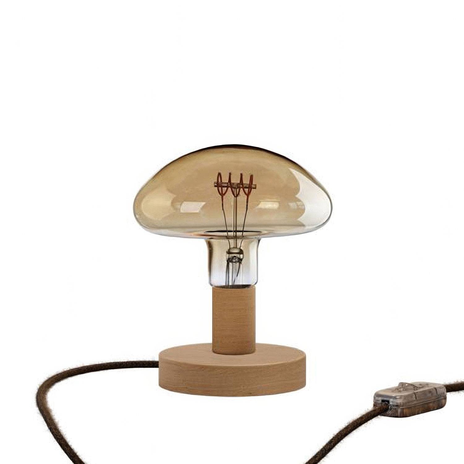 Drewniana lampa  stołowa Lampa Posaluce Mushroom z dwubiegunową wtyczką