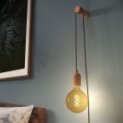 Lampa Snake, okablowanie z drewnianym oprawką żarówki, wtyczką i włącznikiem z drewnianym klipsem Rolé