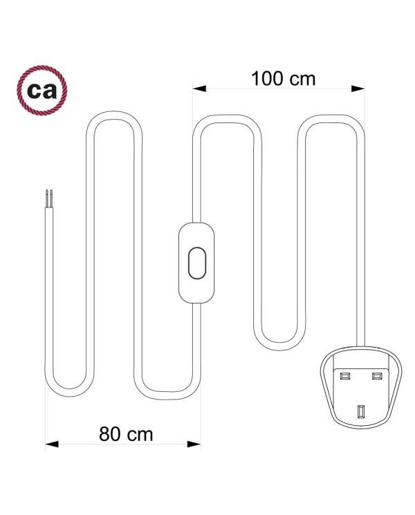 Cablaggio lampade, TM09 Rosso Rayon 1,80 m.