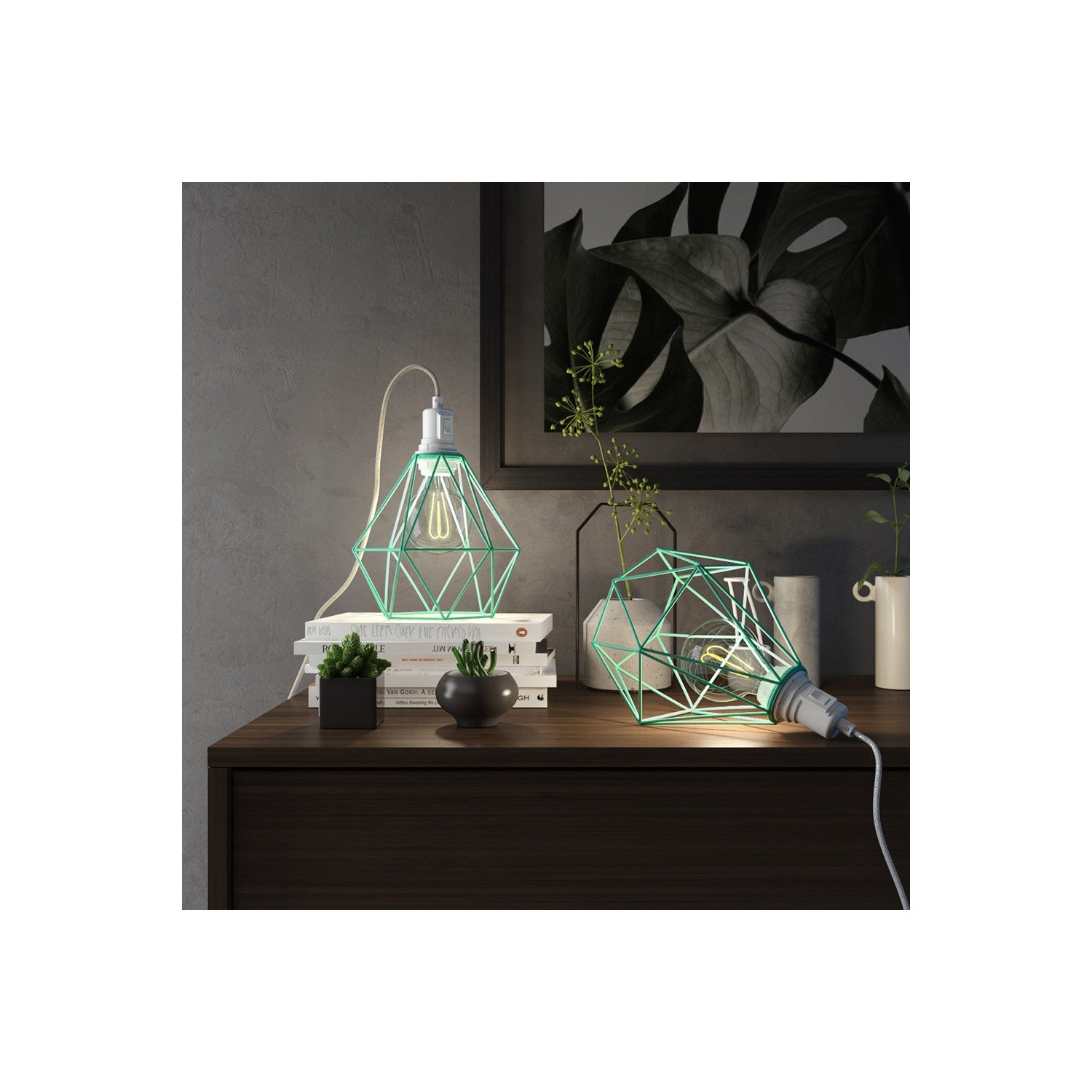 Table Snake - Plug-in lamp with cage Diamond lampshade