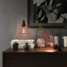 Table Snake - Plug-in lamp with cage Diamond lampshade and 2 pole plug