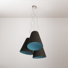 Trittico chandelier with two-tone cone lampshade - Made in Italy