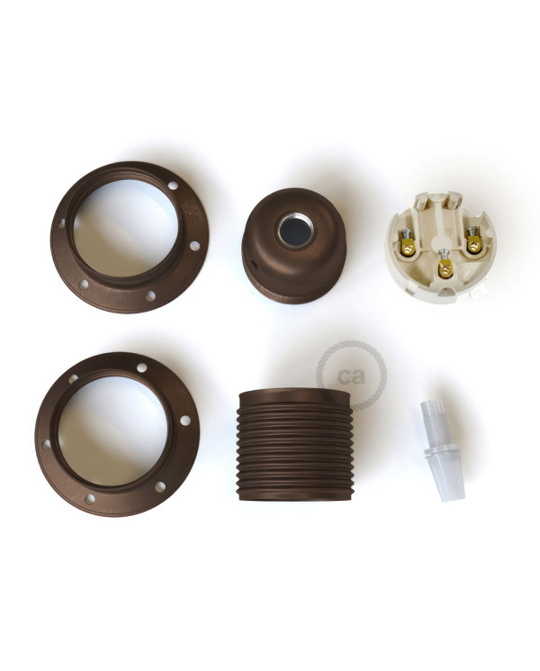 E27 metal lamp holder kit with double ring nut for lampshade