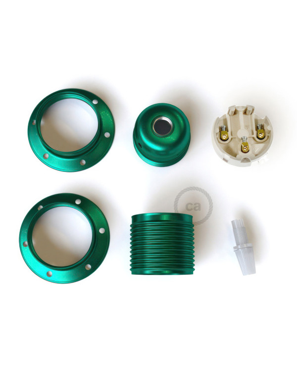 E27 metal lamp holder kit with double ring nut for lampshade