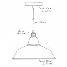 Pendellampa komplett med textilkabel, Bistrot lampskärm och detaljer i metall - Tillverkad i Italien