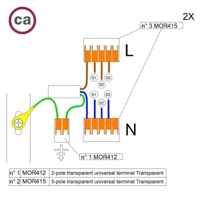 WAGO verbindingskit compatibel met 2x kabel voor 3-gaats Aansluitkap