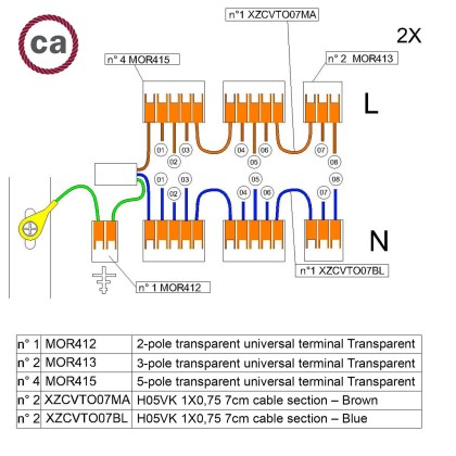 WAGO verbindingskit compatibel met 2x kabel voor 8-gaats Aansluitkap