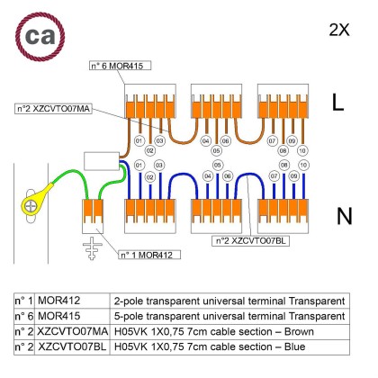 WAGO verbindingskit compatibel met 2x kabel voor 10-gaats Aansluitkap