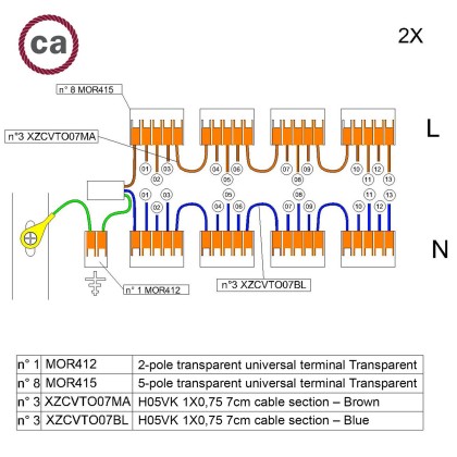 WAGO verbindingskit  compatibel met 2x kabel voor 13-gaats Aansluitkap