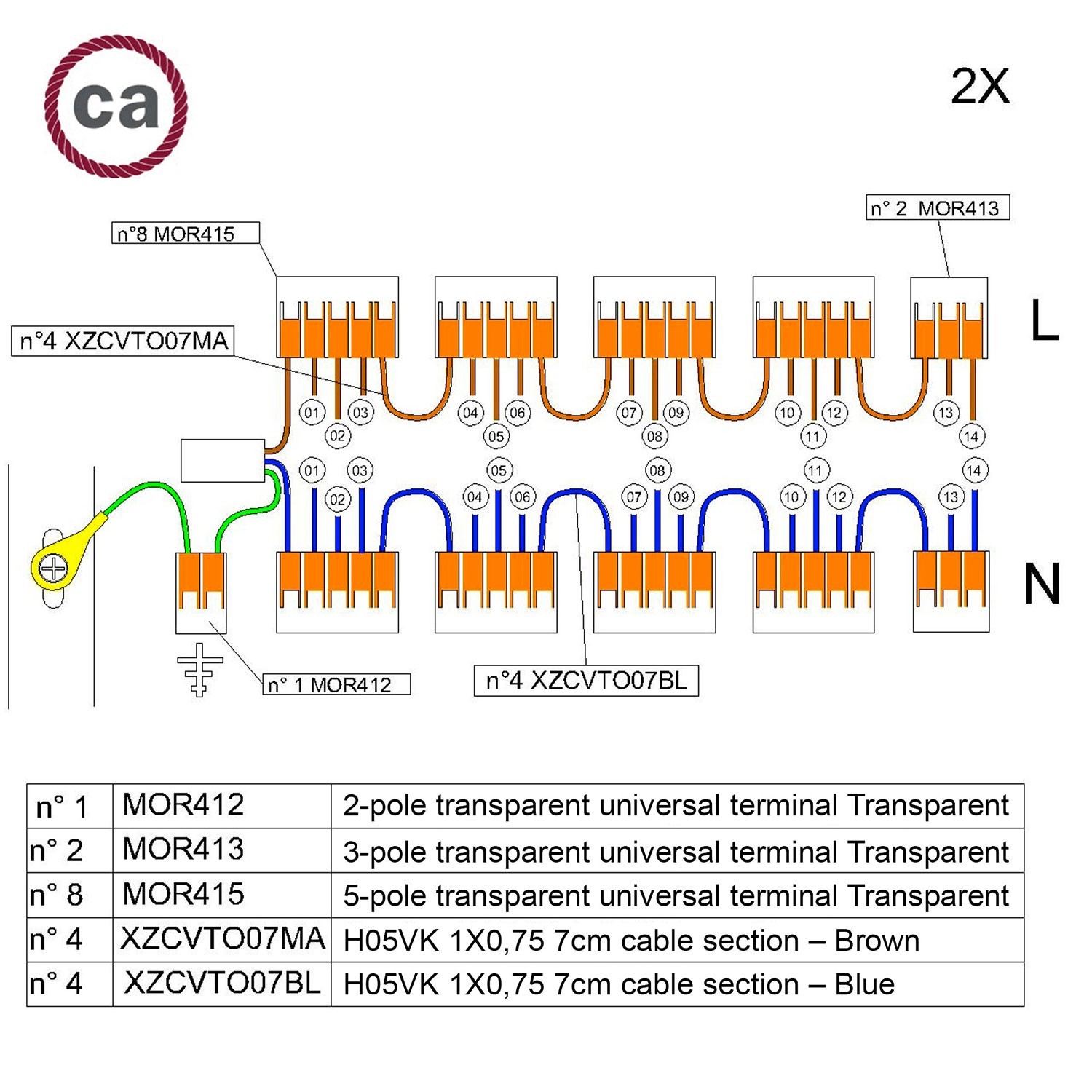 WAGO verbindingskit  compatibel met 2x kabel voor 14-gaats Aansluitkap