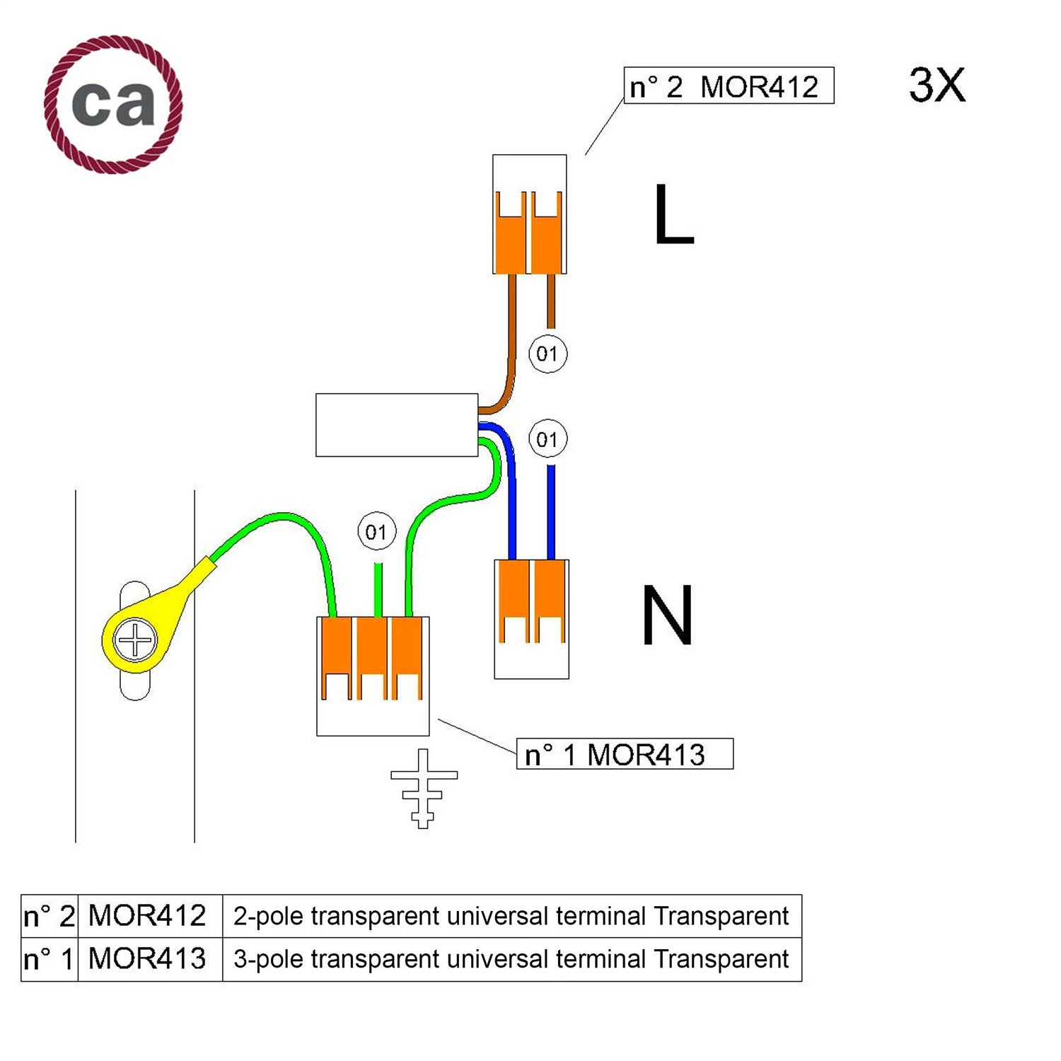 WAGO verbindingskit  compatibel met 3x kabel voor 1-gaats Aansluitkap