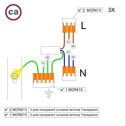 WAGO verbindingskit  compatibel met 3x kabel voor 2-gaats Aansluitkap