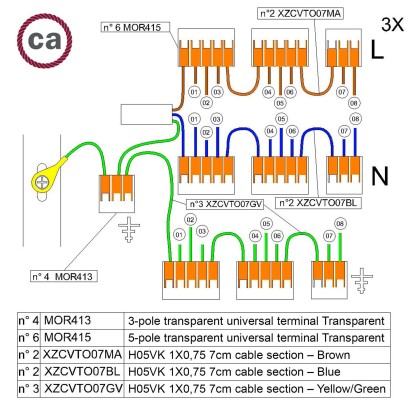 WAGO verbindingskit  compatibel met 3x kabel voor 8-gaats Aansluitkap