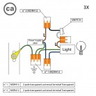 Kit de conectores WAGO compatível com cabo 3x para mini rosácea de teto de 1 furo com interruptor