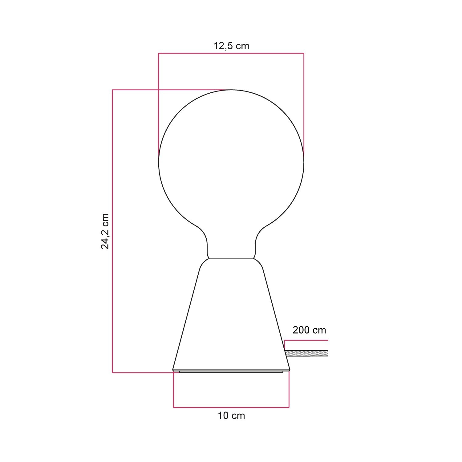 Luminária de mesa com base de amieiro e lâmpada de efeito porcelana