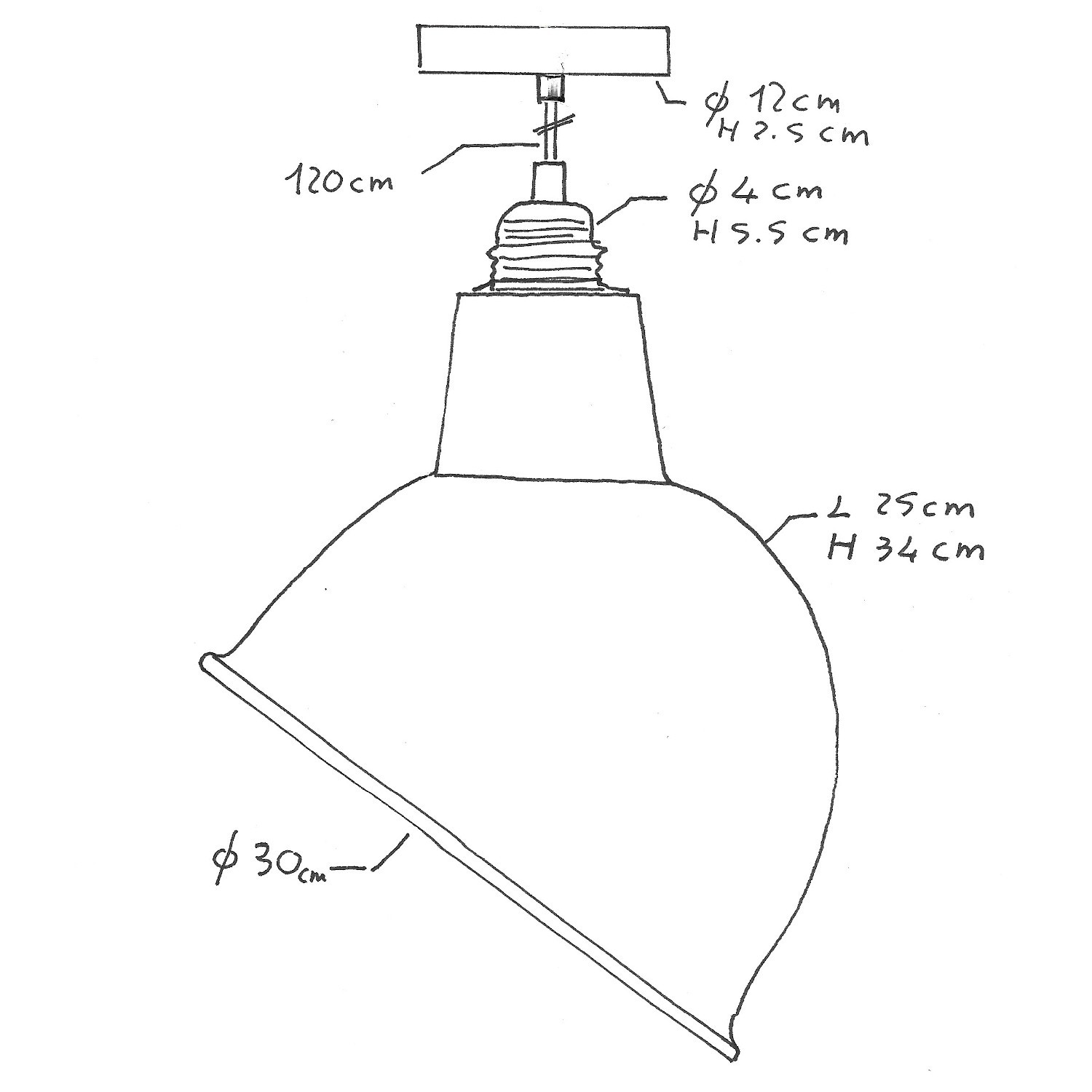 Pendelleuchte inklusive Glühbirne, Textilkabel, Broadway Lampenschirm und Metall-Zubehör - Made in Italy