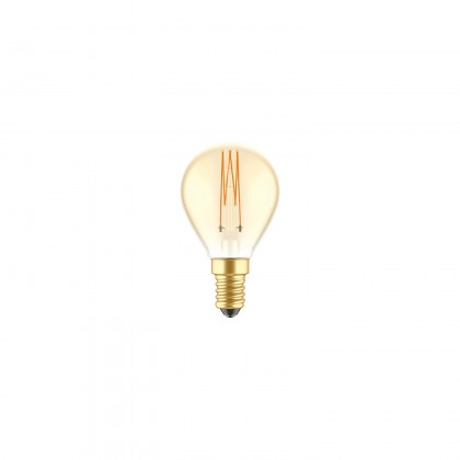 Lâmpada LED Dourada C52 Linha Carbono Filamento Vertical Mini Globo G45 3,4W E14 Regulável 2700K