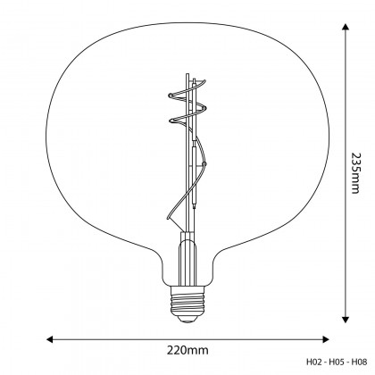 LED lamp gouden glaskleur H05 Ellipse 220 8,8W E27 Dimbaar 2200K