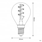 Bec cu LED de culoare aurie, cu filament spiralat curb, Globe mini G45 2,2W 136Lm E14 1800K Dimabil - C02