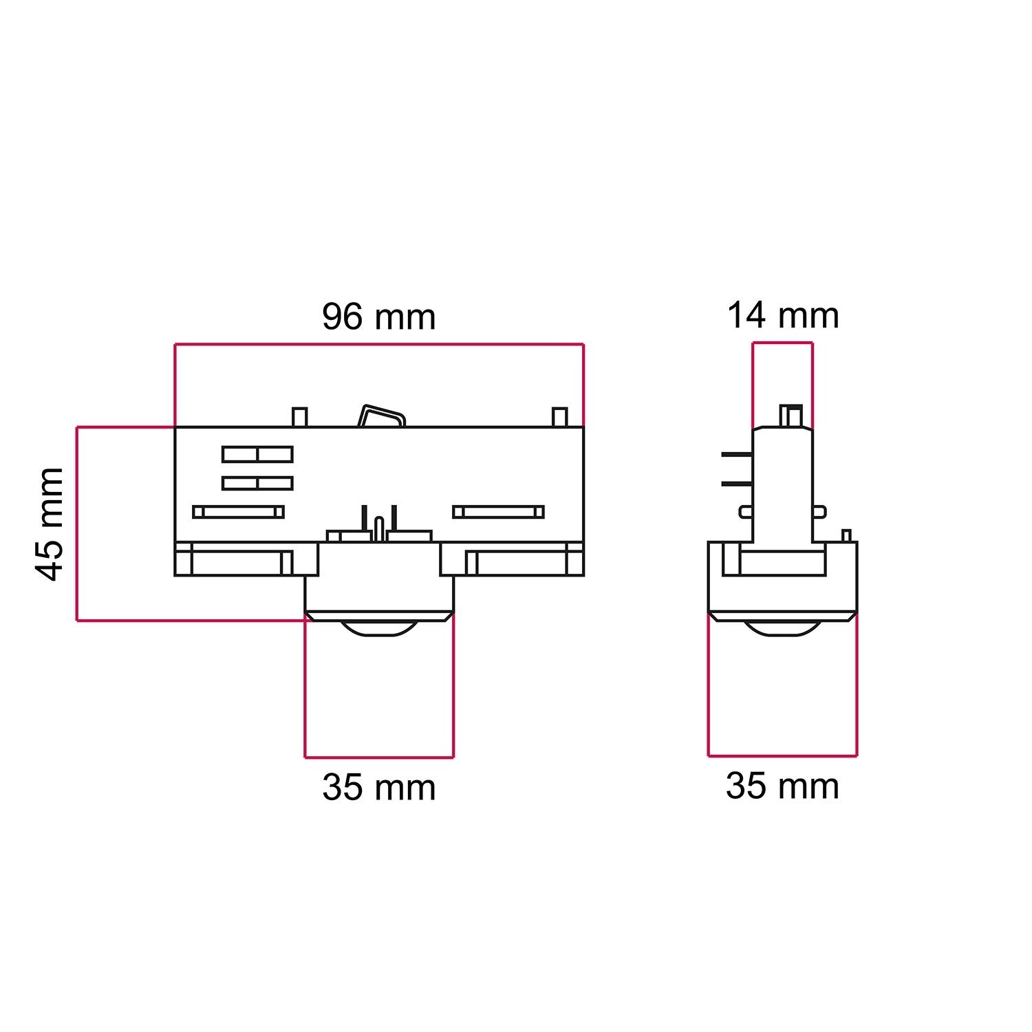 Eutrac-Adapter für 3-Phasen-Schienen - für Aufhängung