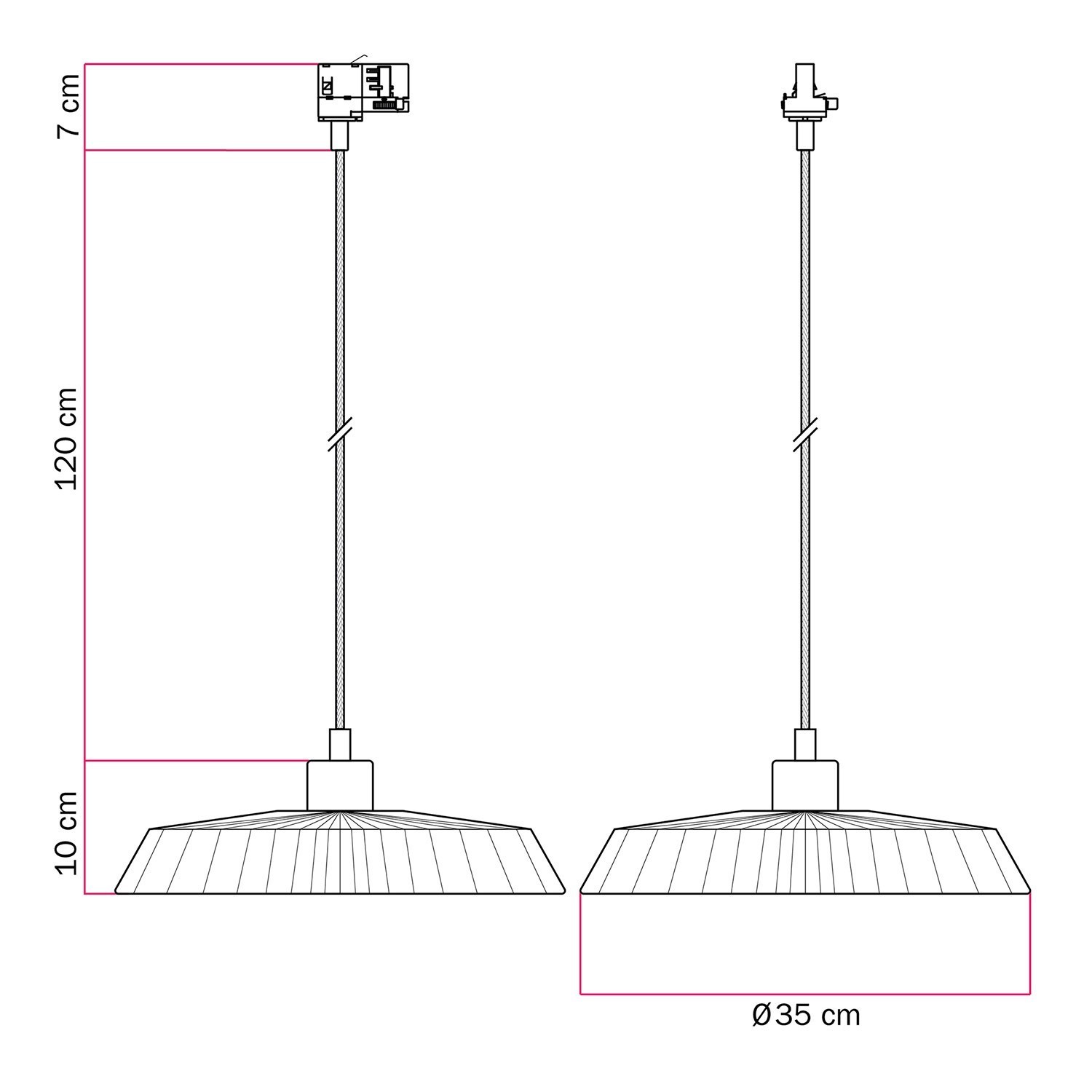 Lampa för skensystem med lampskärm Moorea i raffia