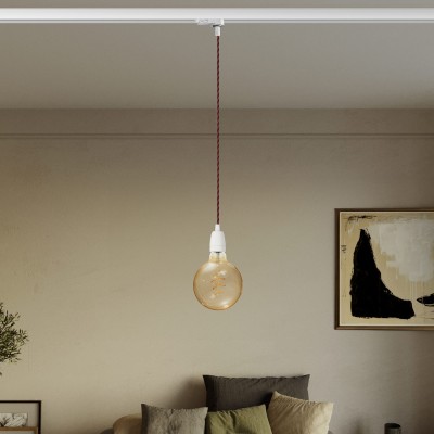 Vintage track pendant lamp with porcelain finish