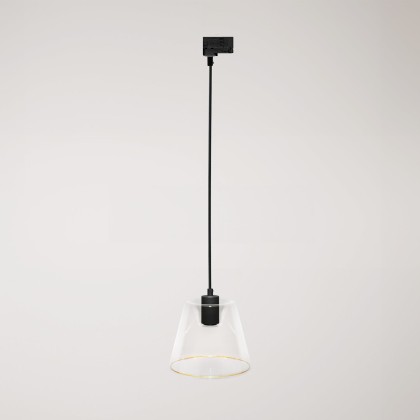 Hanglamp met transparante kegelvormige Ghost lamp voor rails