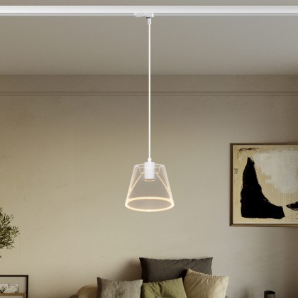 Suspension lamp with transparent cone Ghost bulb for tracks