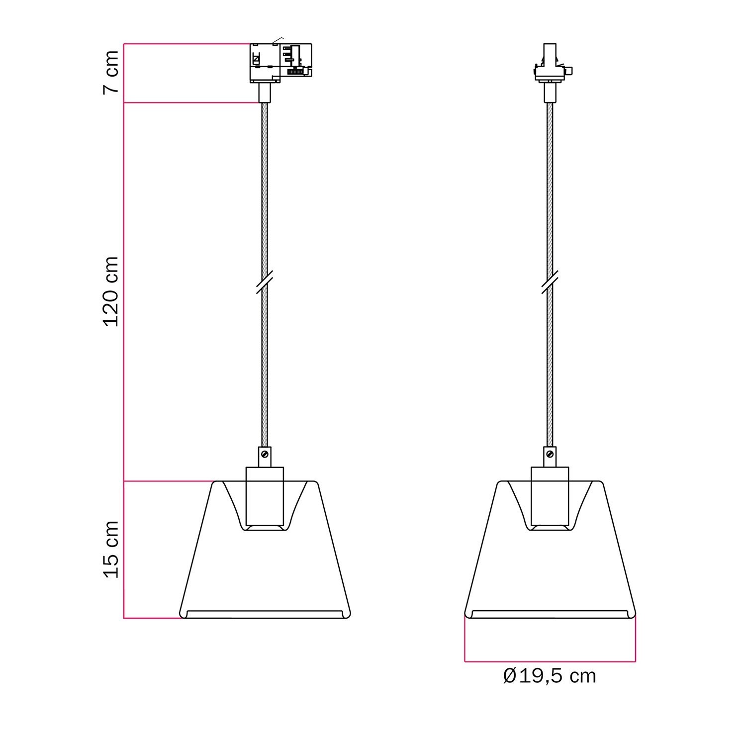 Suspensão da via com lâmpada Ghost de cone fumado