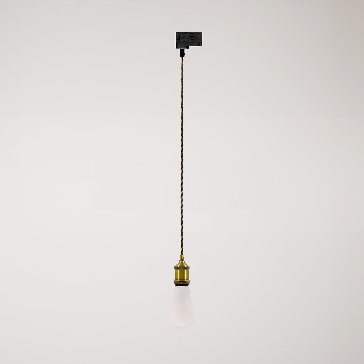 Vintage track hanglamp met gevlochten kabel