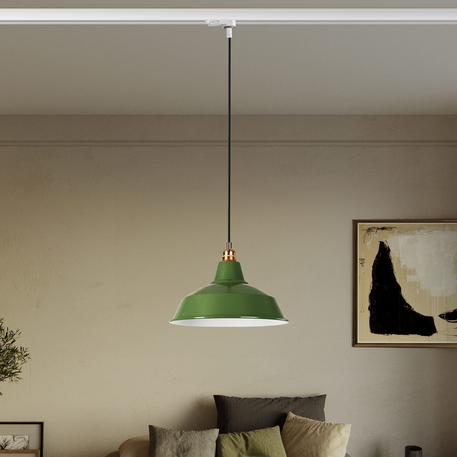 Bistrot pendant lamp with track shade