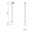 Industriële hanglamp met textielkabel en railadapter