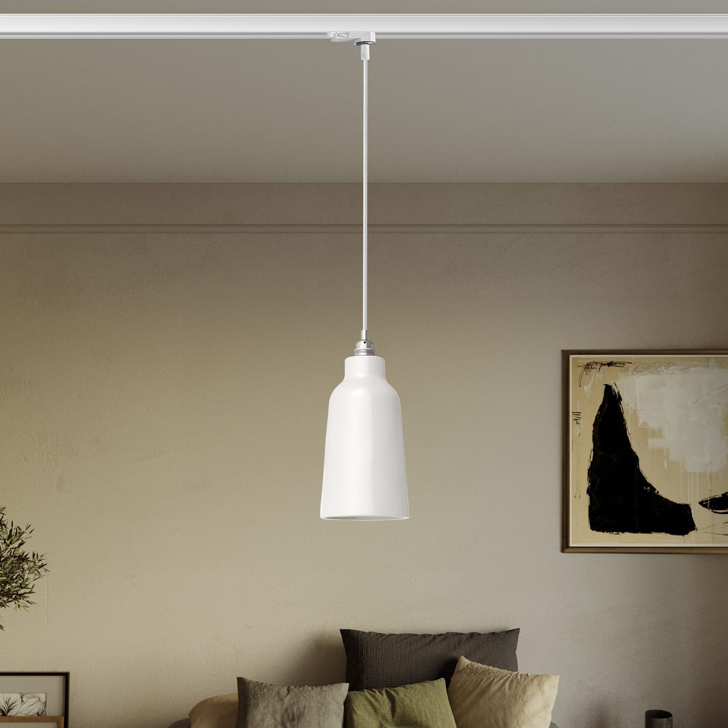 Pendant lamp with Bottiglia shade and track adapter