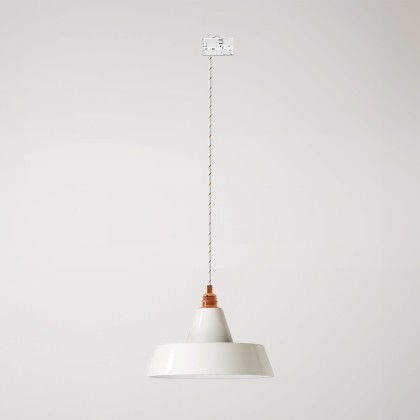 Industriële keramische hanglamp met track lampenkap