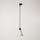 Track hanglamp met conische houten kap