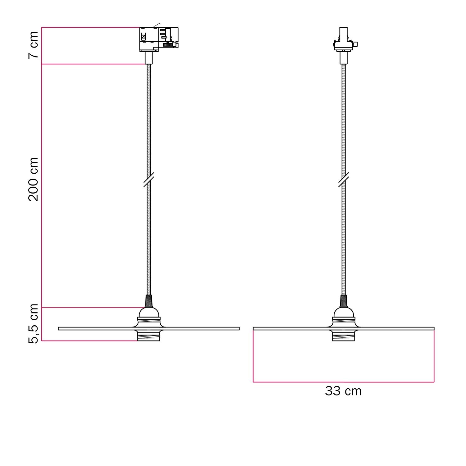 Track hanglamp met UFO dubbelzijdige houten kap