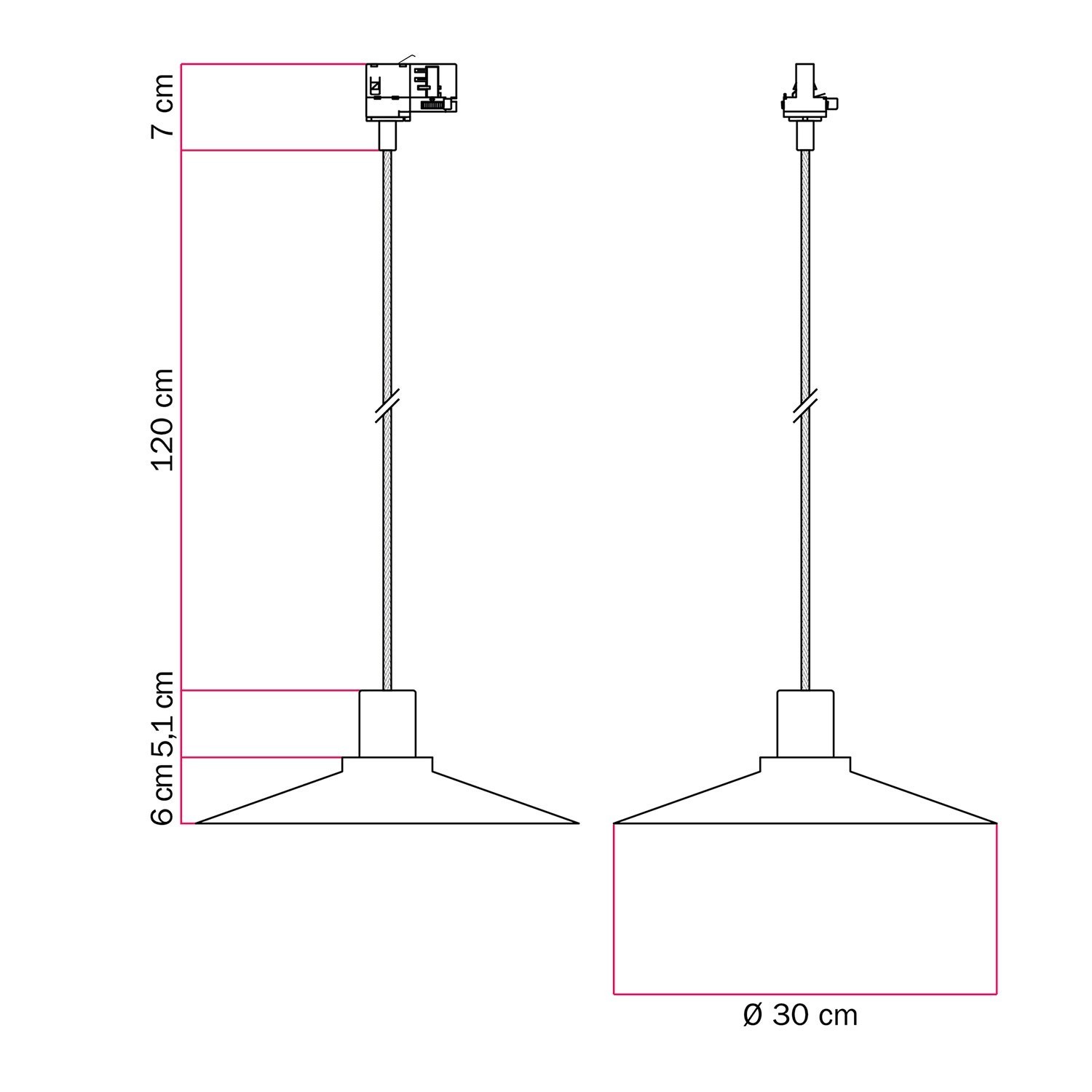 Pendellampa för skenbelysning med lampskärm Swing Pastel