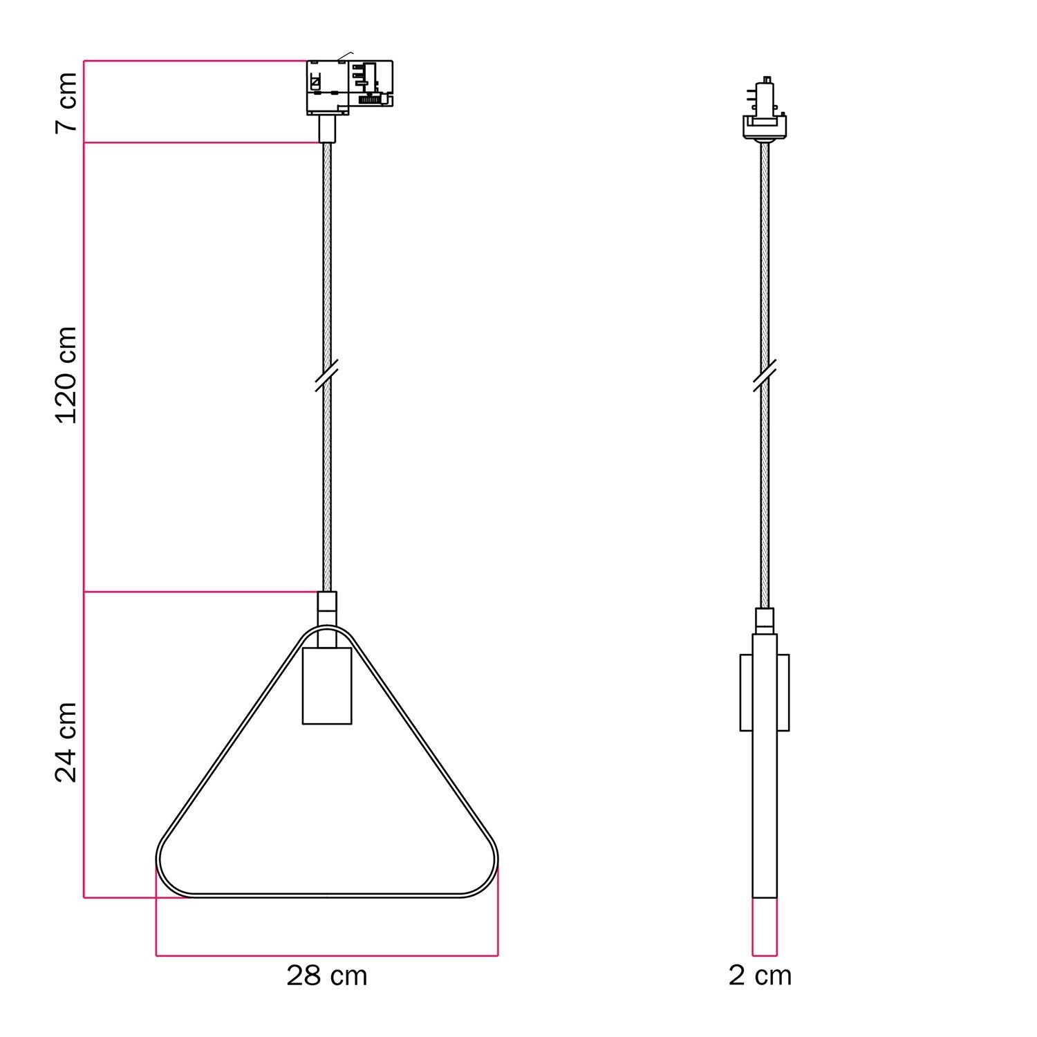 Lámpara de suspensión con pantalla Duedì Apex para carril