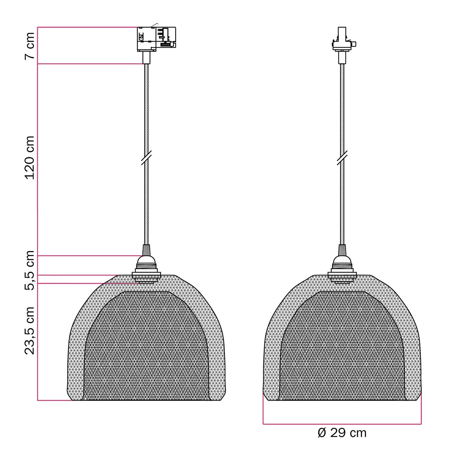 Lustră cu abajur tip cușcă Ghostbell XL pentru șine